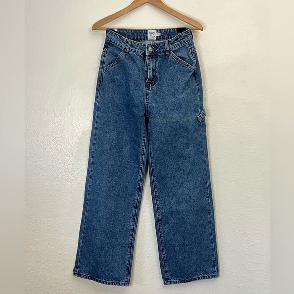 Princess Polly Wide Leg Carpenter Jeans Women’s Size 2 Medium Wash - Picture 1 of 15